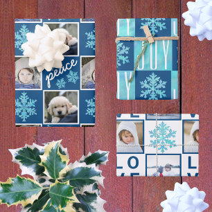 Snowflake Blue Opal Peace Joy Love 4 Foto Inpakpapier Vel