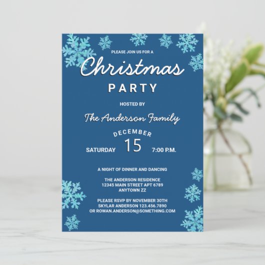 Snowflake Blue Opal Simple Cute Kerstparty (Staand voorkant)