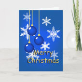 Snowflake Blue Ornaments kerstkaart Feestdagen Kaart (Voorkant)