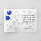 Snowflake Blue Ornaments kerstkaart Feestdagen Kaart (Binnen)