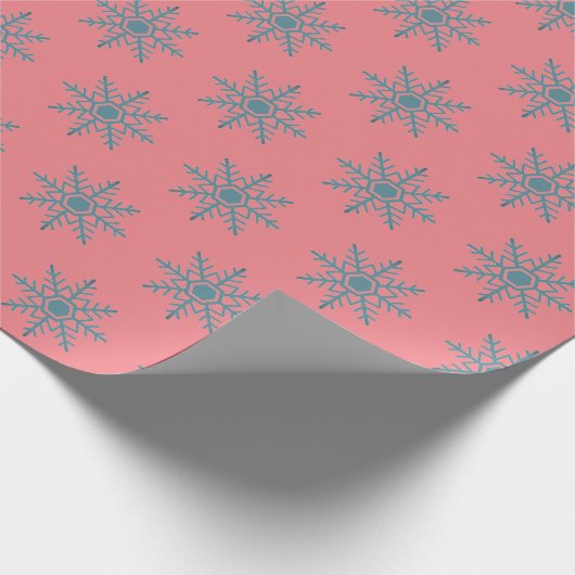 Snowflake Blue Pattern Motif Winter Cadeaupapier (Hoek)