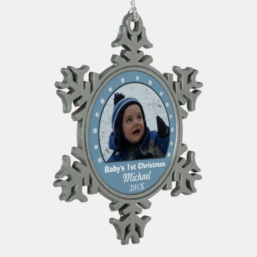 Snowflake Blue Photo Ornament (Links)