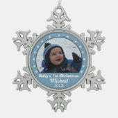 Snowflake Blue Photo Ornament (Voorkant)