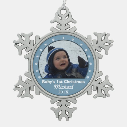 Snowflake Blue Photo Ornament (Voorkant)