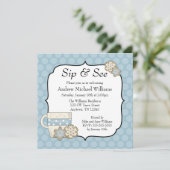 Snowflake Blue Polka Dot Sip en See Kaart (Staand voorkant)