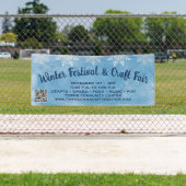 Snowflake Blue QR Code Craft Winter Festival Spandoek (Insitu)