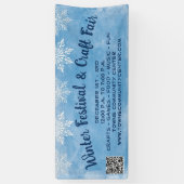 Snowflake Blue QR Code Craft Winter Festival Spandoek (Verticaal)