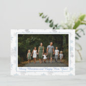 Snowflake Blue Silver Grey Winter Wonderland Foto Feestdagenkaart (Staand voorkant)