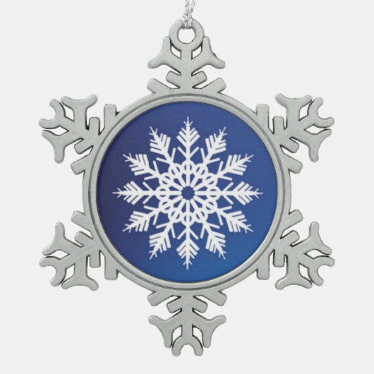 Snowflake Blue Tin Sneeuwvlok Ornament (Voorkant)