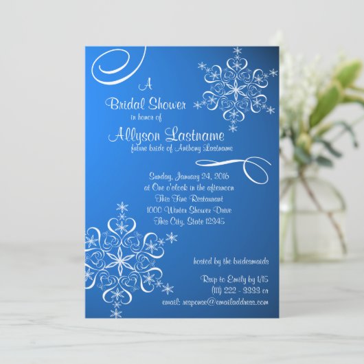 Snowflake Blue Vrijgezellenfeest Kaart (Staand voorkant)