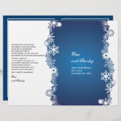 Snowflake blue white bruiloft gevouwen programma (Voorkant / Achterkant)