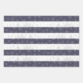  Snowflake Blue White Kerststreping Inpakpapier Vel (Voorkant)
