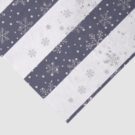  Snowflake Blue White Kerststreping Tissuepapier (Detail)