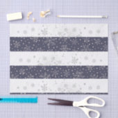  Snowflake Blue White Kerststreping Tissuepapier (Craft)