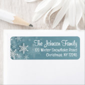 Snowflake Blue Winter Christmas Return Address Etiket (Insitu)