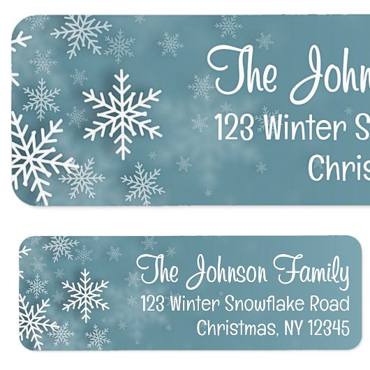 Snowflake Blue Winter Christmas Return Address Etiket