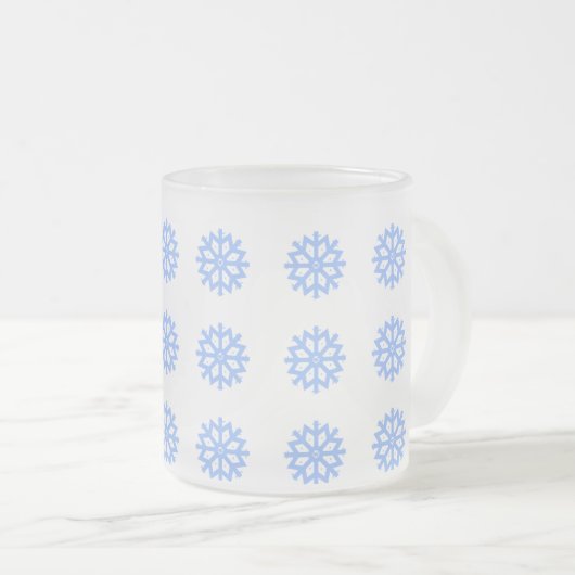 Snowflake Blue Winter Festive Pattern Matglas Koffiemok (Voorkant rechts)