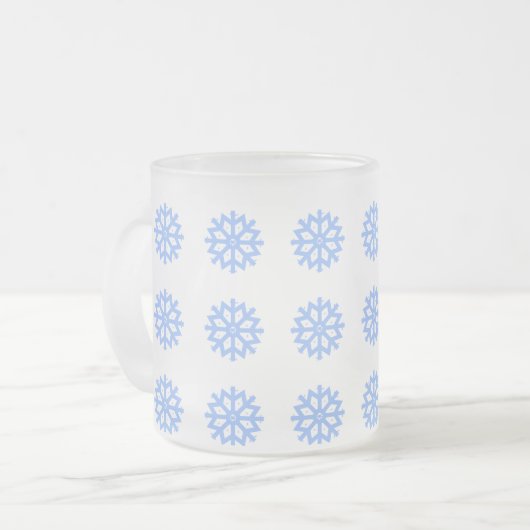 Snowflake Blue Winter Festive Pattern Matglas Koffiemok (Voorkant links)