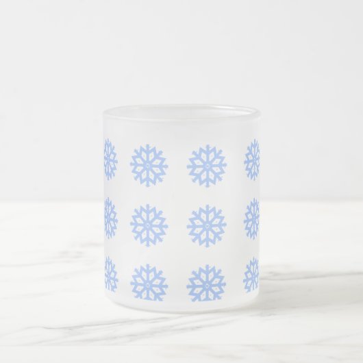 Snowflake Blue Winter Festive Pattern Matglas Koffiemok (Center)