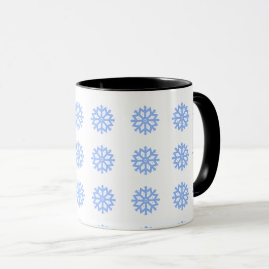 Snowflake Blue Winter Festive Pattern Mok (Voorkant rechts)