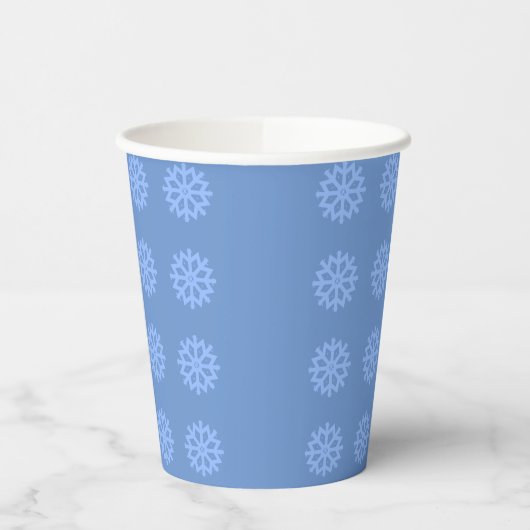 Snowflake Blue Winter Festive Pattern Papieren Bekers (Links)