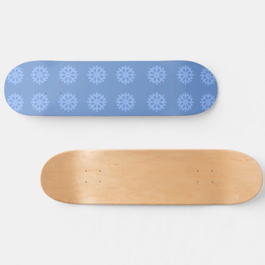 Snowflake Blue Winter Pattern Persoonlijk Skateboard (Horizontaal)