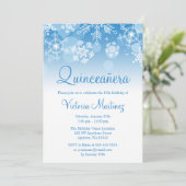 Snowflake Blue Winter Wonderland Quinceanera Kaart (Staand voorkant)