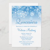 Snowflake Blue Winter Wonderland Quinceanera Kaart (Voorkant / Achterkant)