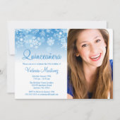 Snowflake Blue Winter Wonderland Quinceanera Kaart (Voorkant)