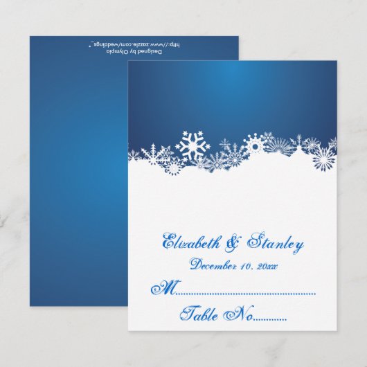 Snowflake blue winterbruiloft kaart (Voorkant / Achterkant)