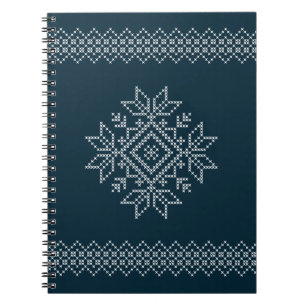 Snowflake blue xmas breipatroon notitieboek