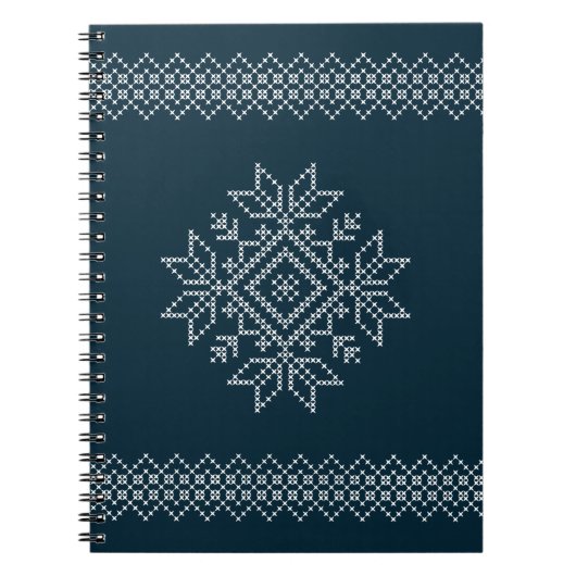 Snowflake blue xmas breipatroon notitieboek (Voorkant)