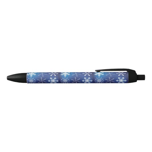 Snowflake Blue Zwarte Inkt Pen (Bovenkant)