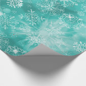 Snowflake Bokeh Blauwgroen Cadeaupapier (Hoek)