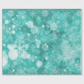 Snowflake Bokeh Blauwgroen Cadeaupapier (Vlak)
