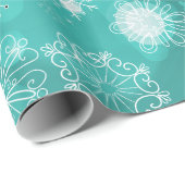 Snowflake Bokeh Blauwgroen Cadeaupapier (Rol Hoek)