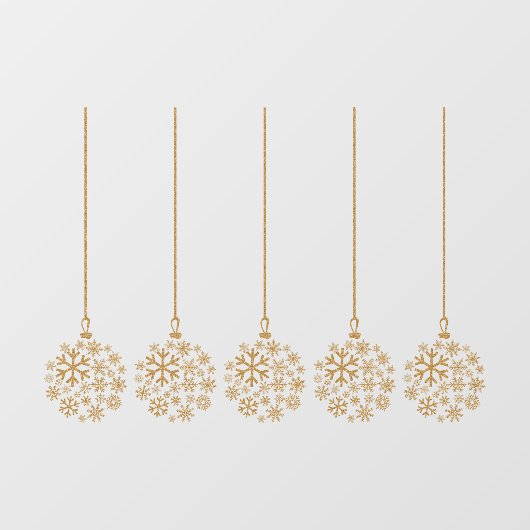 Snowflake bollen goud_ pack van vijf venster vastk raamsticker (Vel)
