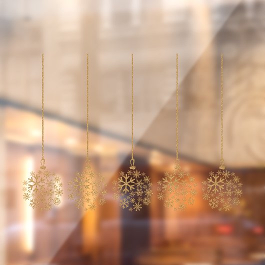 Snowflake bollen goud_ pack van vijf venster vastk raamsticker (Vel 2)