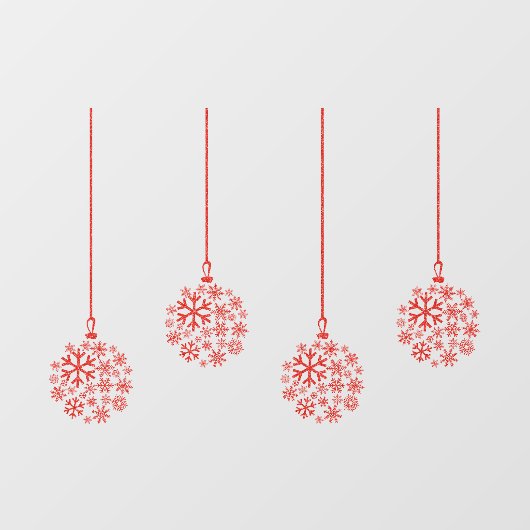 Snowflake bollen rood_ pack van 4 venster vastklam raamsticker (Vel)