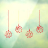 Snowflake bollen rood_ pack van 4 venster vastklam raamsticker (Vel 3)