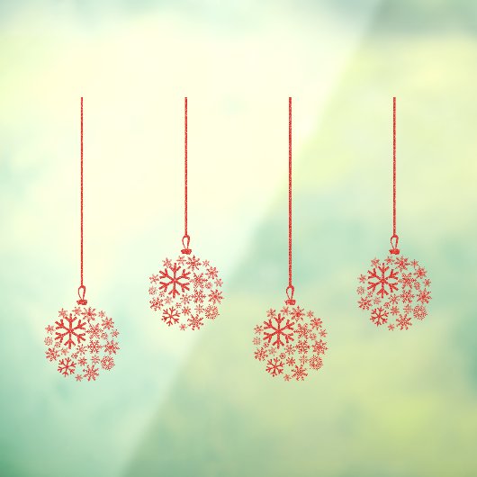 Snowflake bollen rood_ pack van 4 venster vastklam raamsticker (Vel 3)