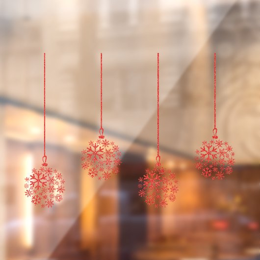 Snowflake bollen rood_ pack van 4 venster vastklam raamsticker (Vel 2)