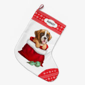 Snowflake Border Boxer Puppy Dog Gift Surprise Grote Kerstsok (Voorkant (Hangend))