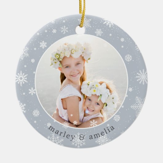 Snowflake Border | Foto Keramisch Ornament (Voorkant)