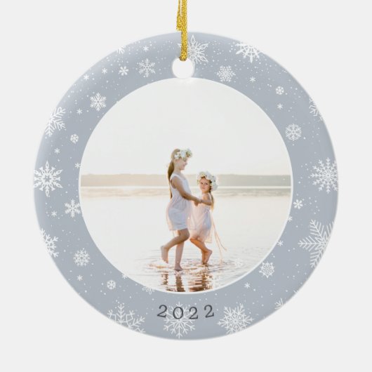 Snowflake Border | Foto Keramisch Ornament (Achterkant)