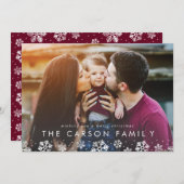 Snowflake Border Fotokaart met Vakantiebrief Feestdagenkaart (Voorkant / Achterkant)