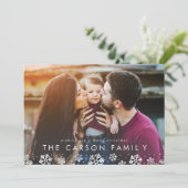 Snowflake Border Fotokaart met Vakantiebrief Feestdagenkaart (Staand voorkant)