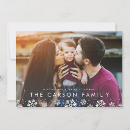 Snowflake Border Fotokaart met Vakantiebrief Feestdagenkaart