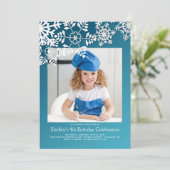 Snowflake Border Fotouitnodiging Kaart (Staand voorkant)