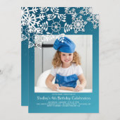 Snowflake Border Fotouitnodiging Kaart (Voorkant / Achterkant)